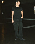 Cargo wide leg nero, indossato (foto demo)